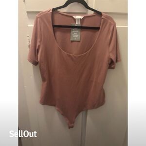 H&M Women's XL Dark Pink Scoop Neck Thong Bodysuit